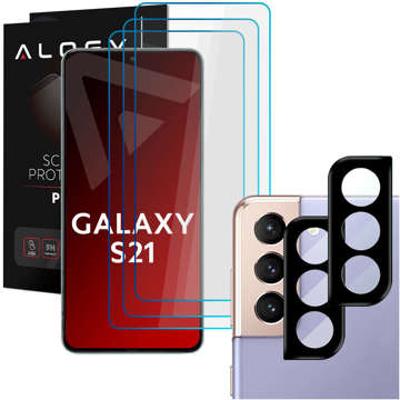 Alogy Glass Pack 3x 9H Tempered Glass Screen Protector 2x Camera Lens Glass for Samsung Galaxy S21