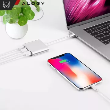 Alogy HUB 3in1 Adapter USB-C 3.0 HDMI USB-A Silver