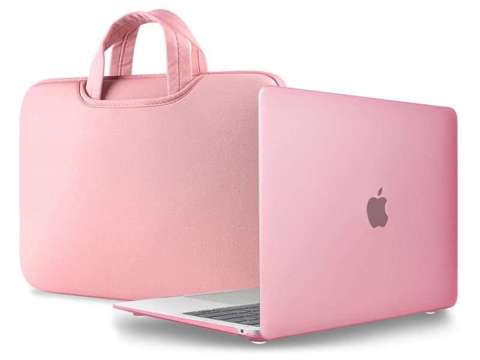 Alogy Hard Case mat neoprene bag for MacBook Air 2018 13 pink