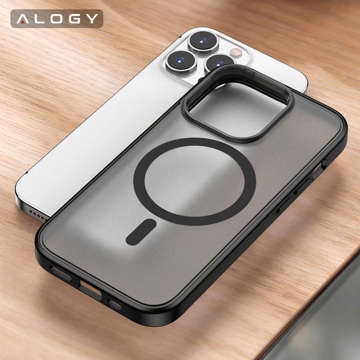 Alogy MagCase Matte Case for MagSafe Case with Magnetic Ring for Apple iPhone 13 Pro Black Glass