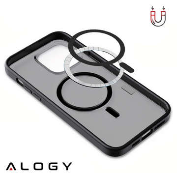 Alogy MagCase Matte Case for MagSafe Case with Magnetic Ring for Apple iPhone 13 Pro Black Glass