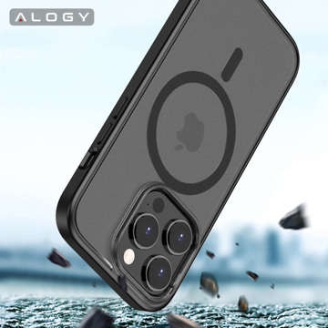 Alogy MagCase Matte Case for MagSafe Case with Magnetic Ring for Apple iPhone 13 Pro Black Glass