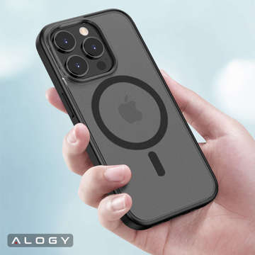 Alogy MagCase Matte Case for MagSafe Case with Magnetic Ring for Apple iPhone 13 Pro Black Glass