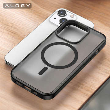 Alogy MagCase Matte Case for MagSafe Case with Magnetic Ring for Apple iPhone 14 Black Glass