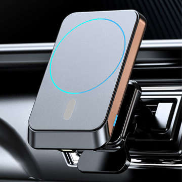 Alogy Magnetic Car Holder for MagSafe with 15W Qi Charger for Phone Grid Black