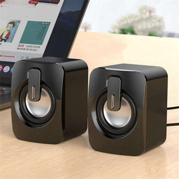 Alogy Mini Stereo Wired HIFI USB 2.0 Computer Speakers with Microphone Black