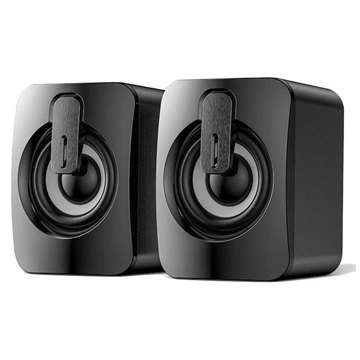 Alogy Mini Stereo Wired HIFI USB 2.0 Computer Speakers with Microphone Black