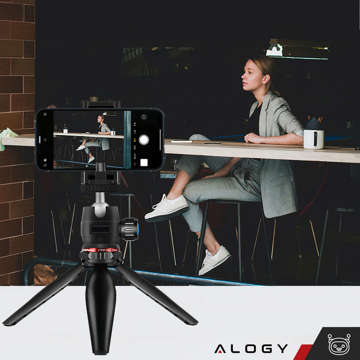 Alogy Mini Tripod Phone Holder Liginn Tripod for taking photos for GoPro camera phone ring lamp 1/4 Black