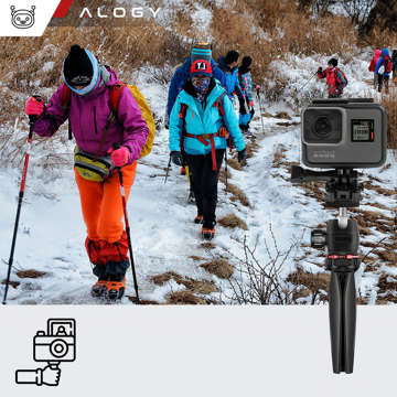 Alogy Mini Tripod Phone Holder Liginn Tripod for taking photos for GoPro camera phone ring lamp 1/4 Black