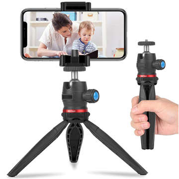 Alogy Mini Tripod Phone Holder Liginn Tripod for taking photos for GoPro camera phone ring lamp 1/4 Black