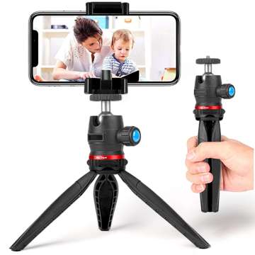 Alogy Mini Tripod Phone Holder Liginn Tripod for taking photos for GoPro camera phone ring lamp 1/4 Black