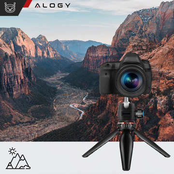 Alogy Mini Tripod Phone Holder Liginn Tripod for taking photos for GoPro camera phone ring lamp 1/4 Black