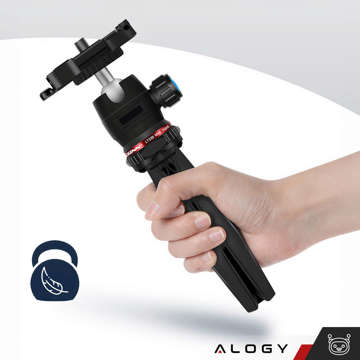 Alogy Mini Tripod Phone Holder Liginn Tripod for taking photos for GoPro camera phone ring lamp 1/4 Black