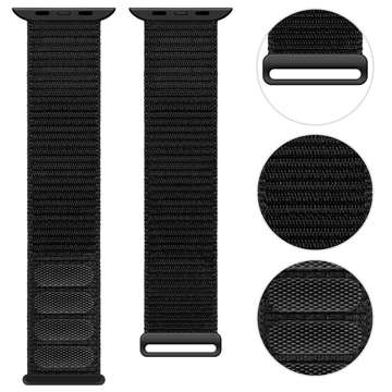 Alogy Nylon Strap with Velcro for Apple Watch 1/2/3/4/5/6/7/8/SE (38/40/41mm) Black