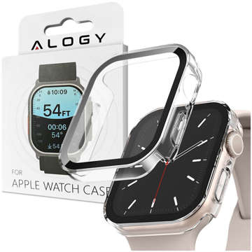 Alogy Protector Case 2in1 Glass Protective Case Cover for Apple Watch 7/8 41mm Transparent