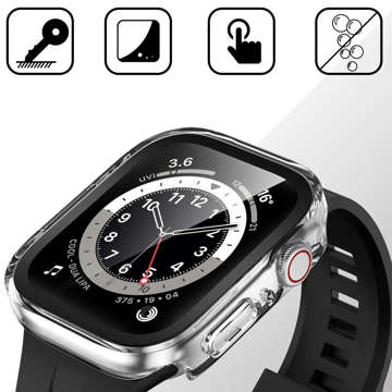 Alogy Protector Case 2in1 Glass Protective Case Cover for Apple Watch 7/8 41mm Transparent