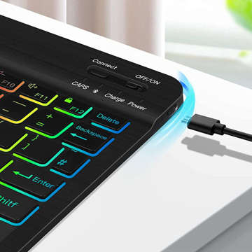 Alogy RGB LED Bluetooth Wireless Keyboard iOS/Android/Windows Black rainbow