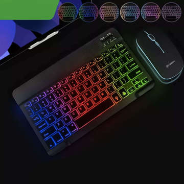 Alogy RGB LED Bluetooth Wireless Keyboard iOS/Android/Windows Black rainbow