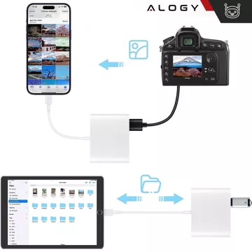 Alogy SD TF USB Card Reader Adapter with Lightning Connector for Apple iPhone iPad White