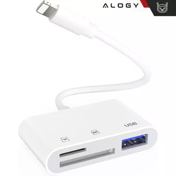 Alogy SD TF USB Card Reader Adapter with Lightning Connector for Apple iPhone iPad White