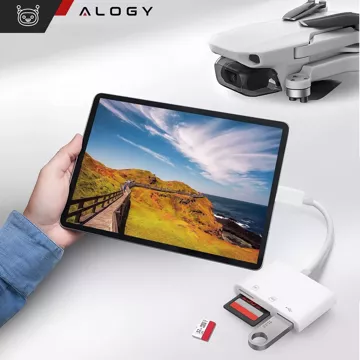 Alogy SD TF USB Card Reader Adapter with Lightning Connector for Apple iPhone iPad White