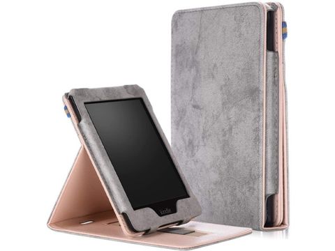 Alogy Slim Leather Case for Kindle Paperwhite 4 2018/2019 Gray Foil