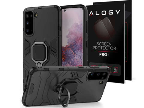 Alogy Stand Ring Armor case for Samsung Galaxy S21 Plus black Glass