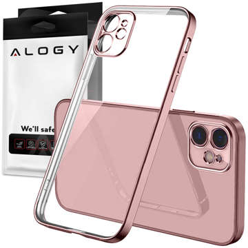 Alogy TPU Luxury Case with Camera Protector for Apple iPhone 12 Pink and Transparent