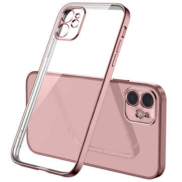 Alogy TPU Luxury Case with Camera Protector for Apple iPhone 12 Pink and Transparent