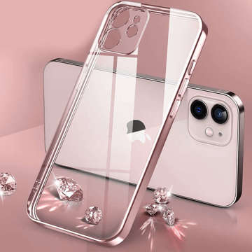 Alogy TPU Luxury Case with Camera Protector for Apple iPhone 12 Pink and Transparent