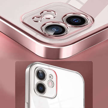 Alogy TPU Luxury Case with Camera Protector for Apple iPhone 12 Pink and Transparent