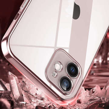 Alogy TPU Luxury Case with Camera Protector for Apple iPhone 12 Pink and Transparent