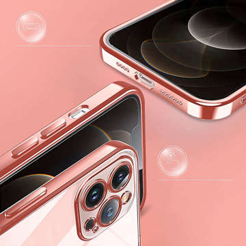 Alogy TPU Luxury Case with Camera Protector for Apple iPhone 12 Pro Pink and Transparent