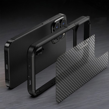 Alogy Techsuit CarbonFuse protective phone case for Apple iPhone 14 Pro Max Black Glass