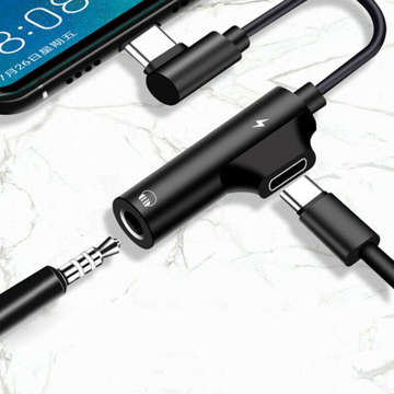 Alogy USB-C to USB-C Type C Mini Jack 3.5mm Adapter with DAC Black