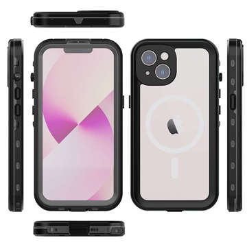 Alogy Waterproof Case IP68 Case with Clear Back 360 Armor Case for MagSafe for Apple iPhone 14