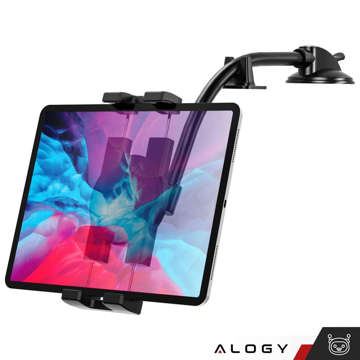 Alogy car holder for tablet phone dashboard windshield for car with long arm 4-13" black