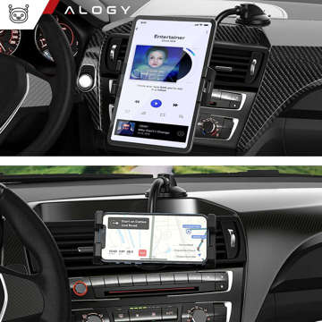 Alogy car holder for tablet phone dashboard windshield for car with long arm 4-13" black