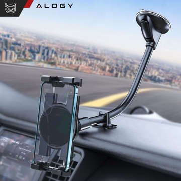 Alogy car holder for tablet phone dashboard windshield for car with long arm 4-13" black