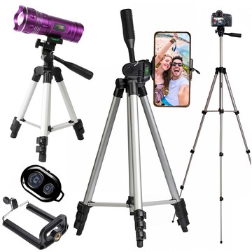 Alogy light tripod with remote control and bag smartphone holder, phone, camera 105cm 4in1