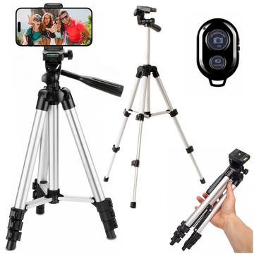 Alogy light tripod with remote control and bag smartphone holder, phone, camera 105cm 4in1