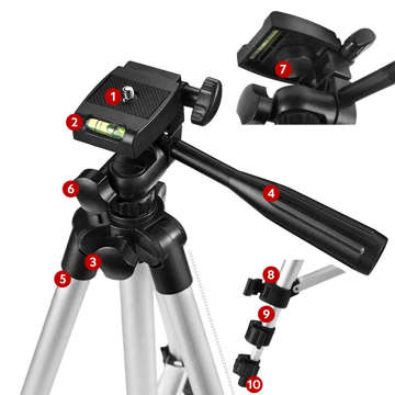 Alogy light tripod with remote control and bag smartphone holder, phone, camera 105cm 4in1