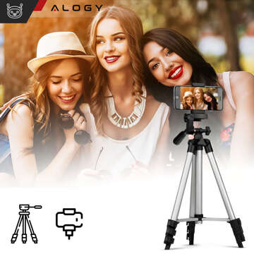 Alogy light tripod with remote control and bag smartphone holder, phone, camera 105cm 4in1