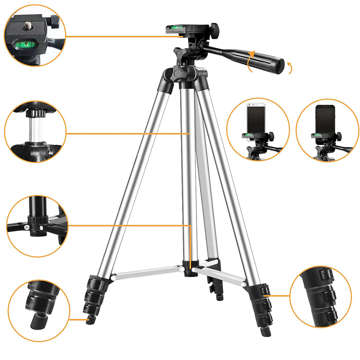 Alogy light tripod with remote control and bag smartphone holder, phone, camera 105cm 4in1