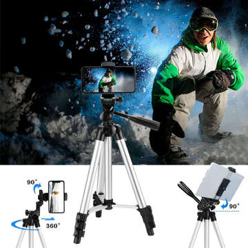 Alogy light tripod with remote control and bag smartphone holder, phone, camera 105cm 4in1