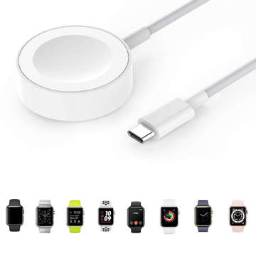 Alogy magnetic QI inductive charger cable for Apple Watch USB-C type C 100cm 1M White