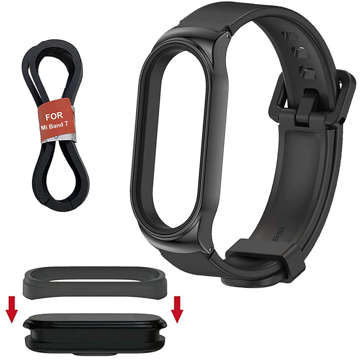 Alogy silicone strap with clasp wristband for Xiaomi Mi Band 7 Black