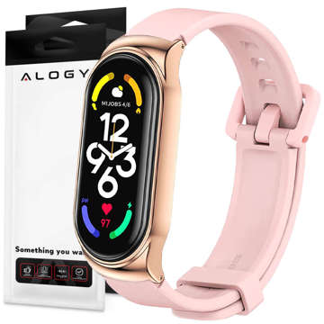 Alogy silicone strap with clasp wristband for Xiaomi Mi Band 7 Pink