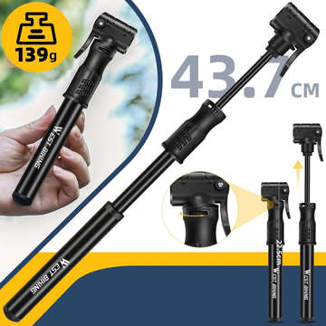 Aluminum bicycle pump Alogy Mini Bike Pump 100psi with handle Black