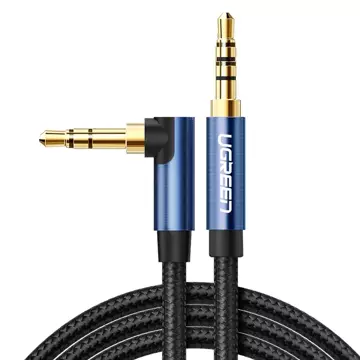 Angled cable UGREEN AUX 2 x mini jack 3.5 mm 1.5 m blue (AV112)